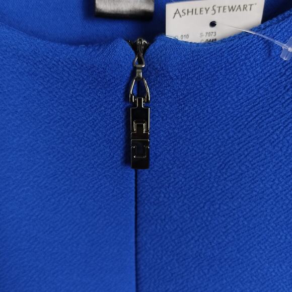NWT ASHLEY STEWART Womens Plus 26/28 Royal Blue Midi Dress‎ Short Sleeve Zip - Picture 4 of 8
